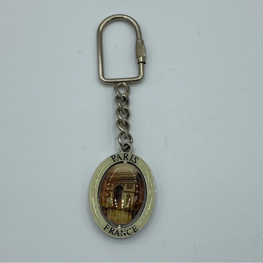 Paris France Silver Spinning Keychain - Picture 2 of 6
